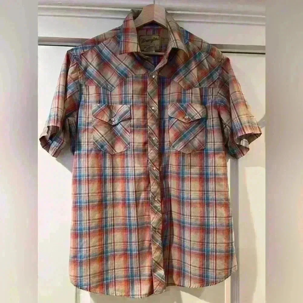 Wrangler Multicolor Plaid Casual Button Down Shirt